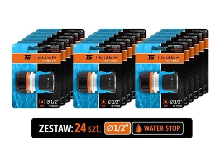 Szybkozłączka 1/2" - z waterstop Teger (opakowanie 24szt)