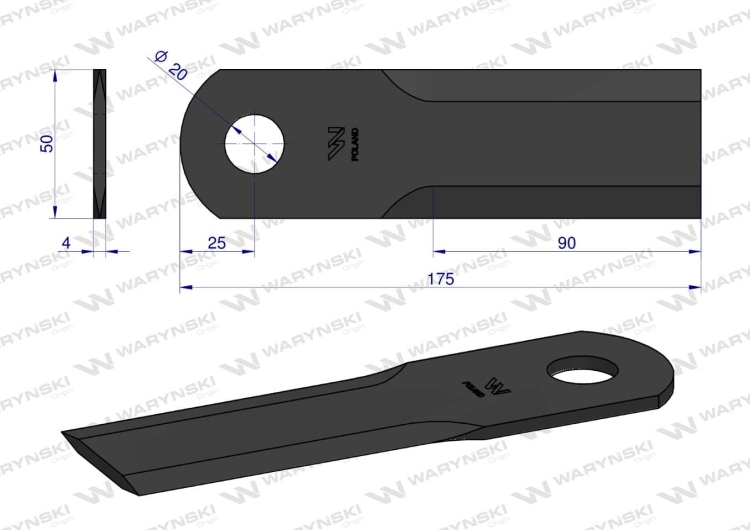 Nóż obrotowy rozdrabniacz słomy sieczkarnia zastosowanie 736872.0 Claas fi-20 WARYŃSKI 2