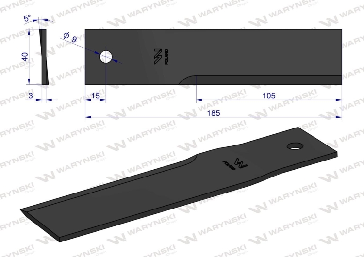 Nóż stały rozdrabniacz słomy sieczkarnia Bizon DYMINY/ŻUKOWO fi-9 WARYŃSKI 2