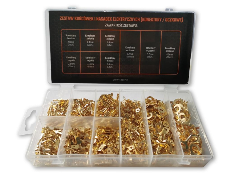 Zestaw końcówek i nasadek elektrycznych konektory oczkowe 580szt TEGER 2