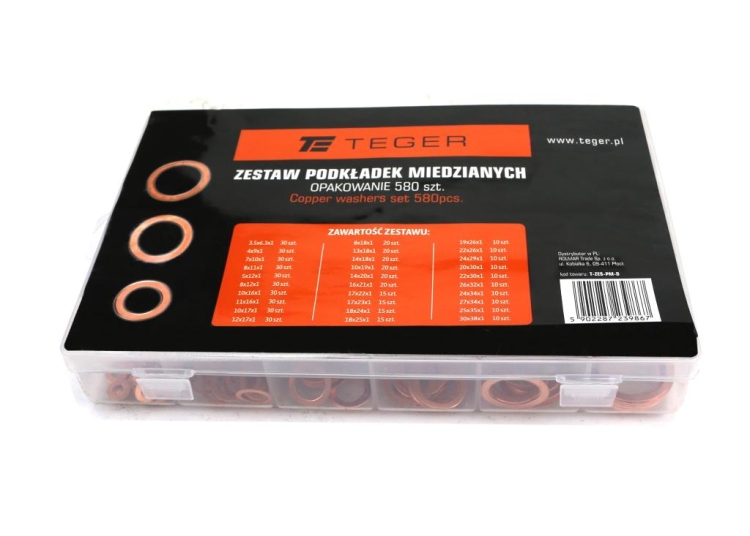 Zestaw podkładek miedzianych 580szt TEGER 2
