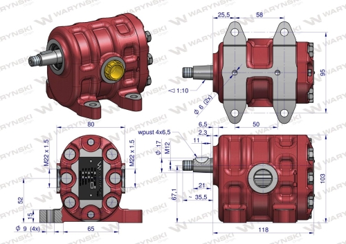Pompa hydrauliczna PZ18AT podnośnika wzmocniona 24 l/min C-330 WARYŃSKI 2