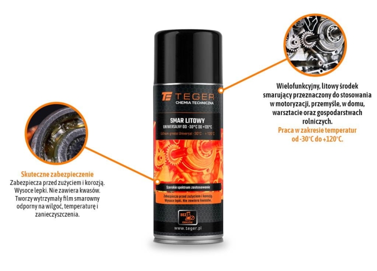 Smar litowy uniwersalny -30° do +120° 400ml Teger 2