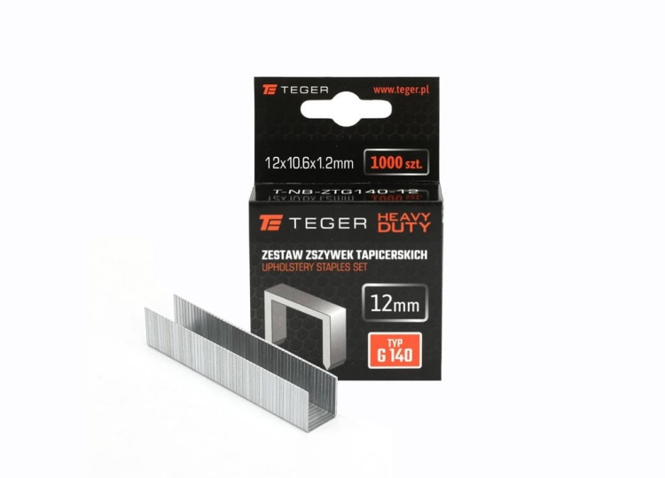 Zszywki tapicerskie typ G/140) 12mm 10,6x1,2mm 1000 szt HEAVY DUTY TEGER