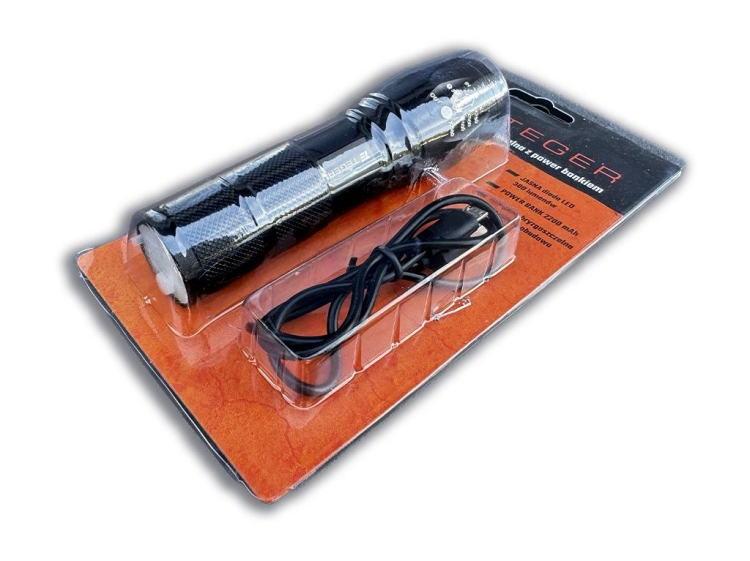 Latarka uniwersalna ładowana USB z funkcją POWER BANK 2200mAh XPS 300 lm Teger 3