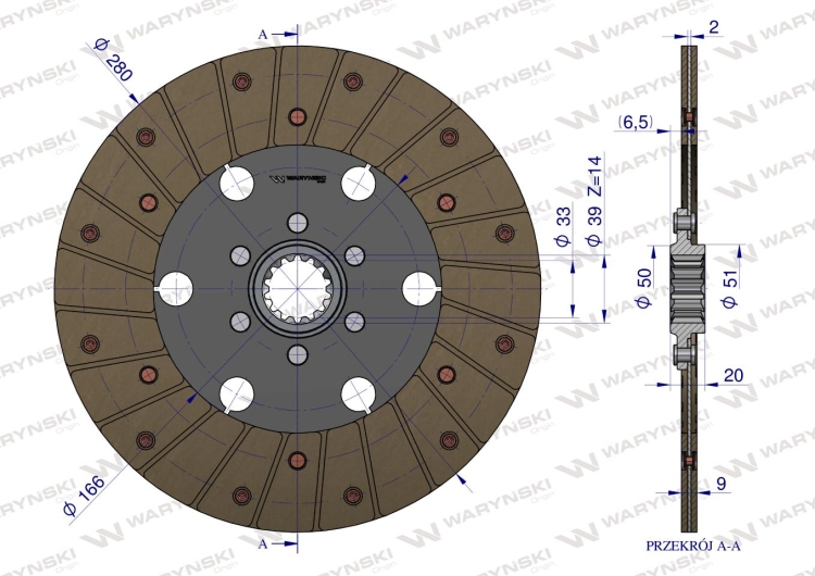 Tarcza sprzęgła T-25 2521025 WARYŃSKI 3