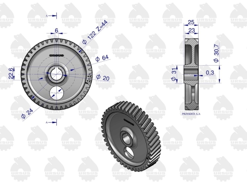 Koło zębate na wałek rozrządu 950424 C-360/Zetor ORYGINAŁ URSUS 2