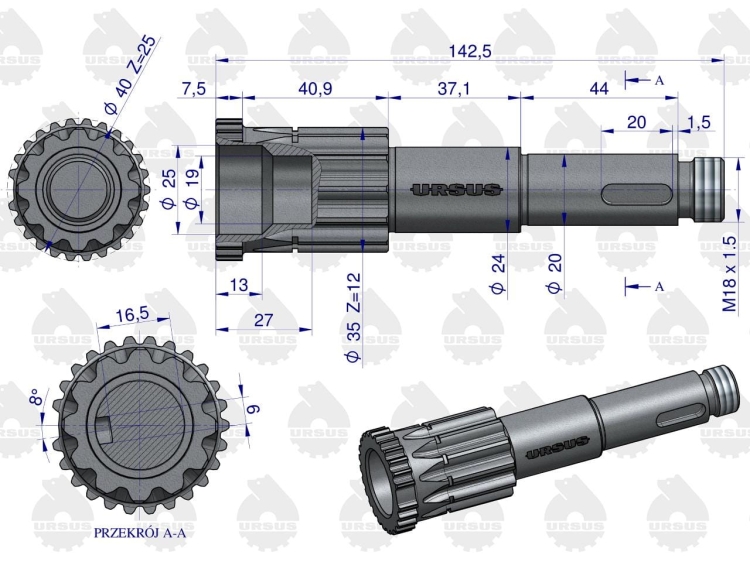 Wałek napędu pompy wtryskowej C-360 ORYGINAŁ URSUS 3