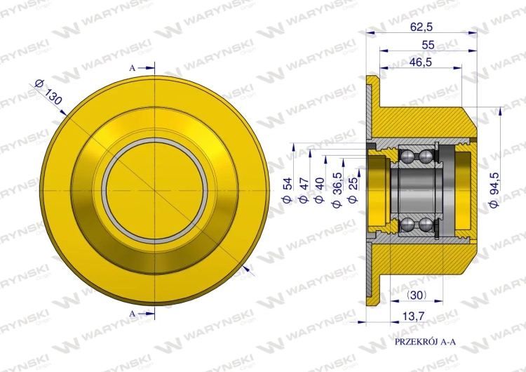 Rolka podporowa PU 95x62.5x25 zastosowanie 27584610 08800315 Grimme Waryński 2