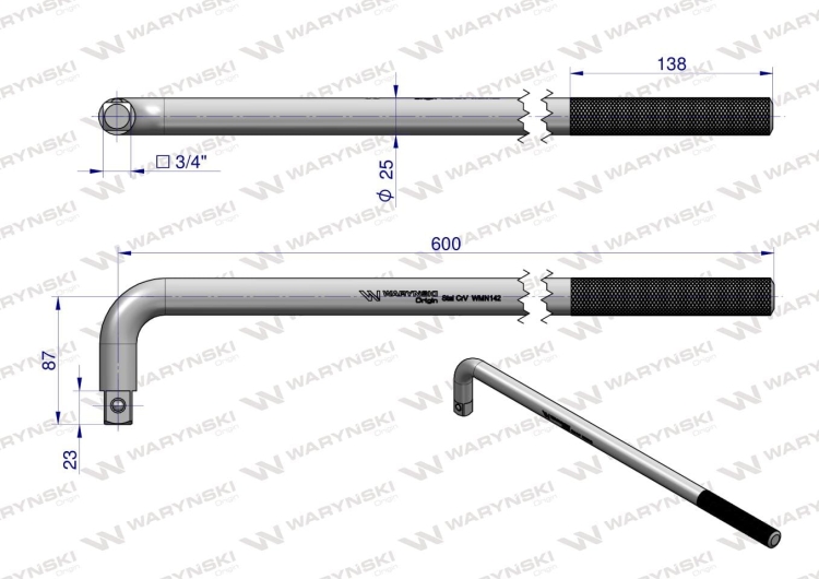 Uchwyt 3/4 wzmocniony typu L 600mm Waryński 3