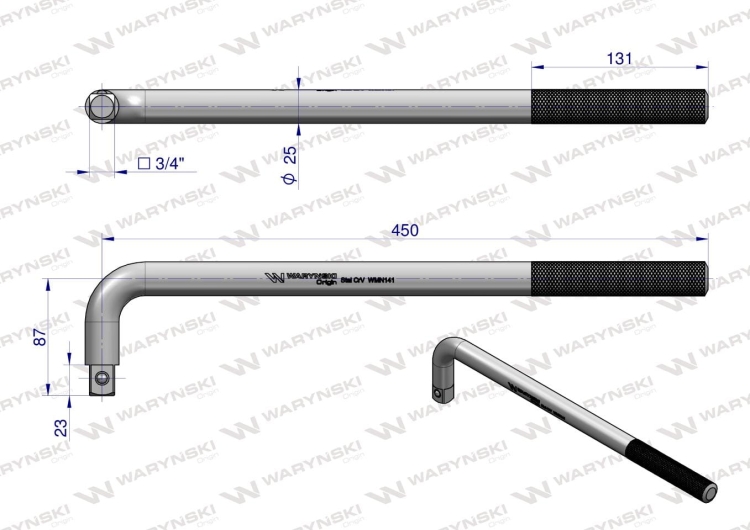 Uchwyt 3/4 wzmocniony typu L 450mm Waryński 3