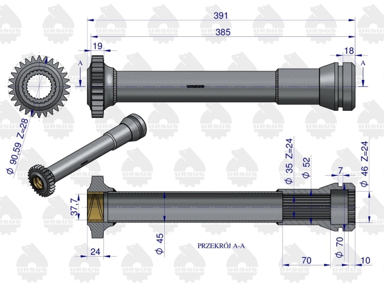 Tuleja napędu pompy hydraulicznej C-360 ORYGINAŁ URSUS 4