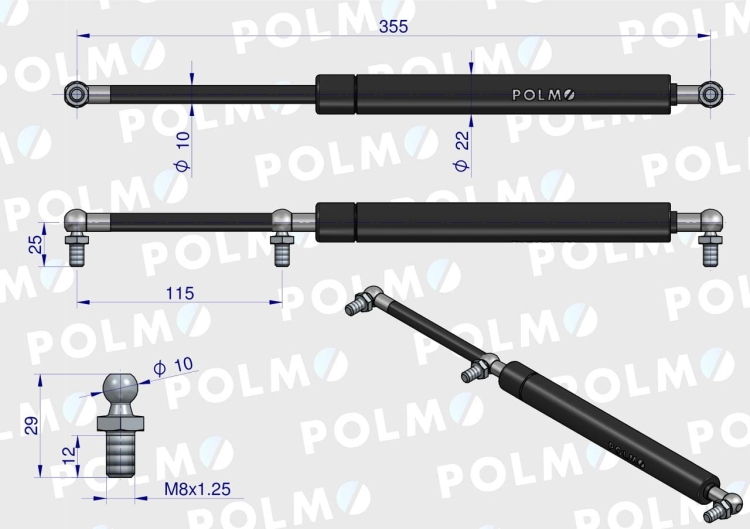 Siłownik drzwi i tylnej szyby pasuje do Belarus POLMO 2