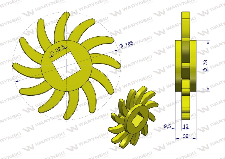 Tarcza sortująca prawa PU 165x32 otw 32,5x32,5 zastosowanie 08800209 Grimme Waryński 3