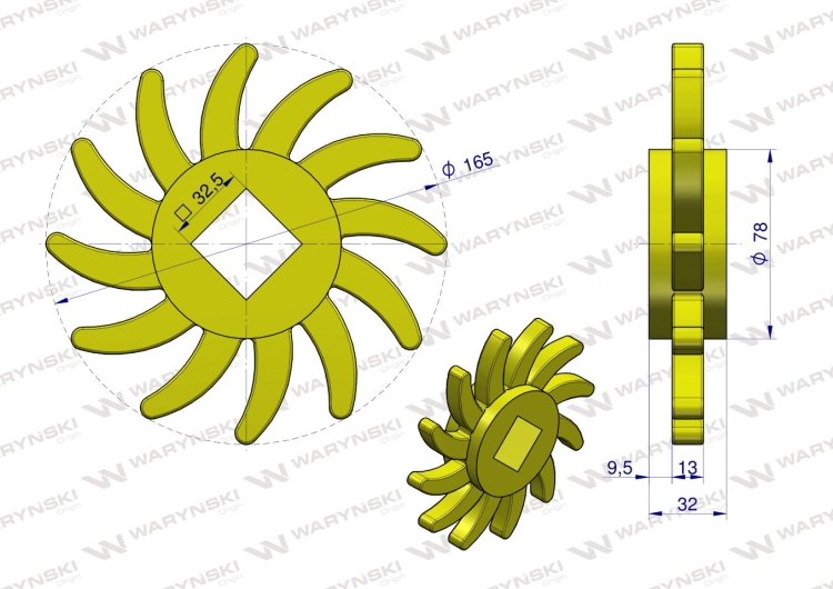 Tarcza sortująca lewa PU 165x32 otw 32,5x32,5 zastosowanie 08800210 Grimme Waryński  3