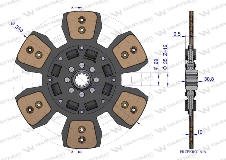 Tarcza sprzęgła ceramiczna Belarus Mtz Pronar 801601130 WARYŃSKI 4