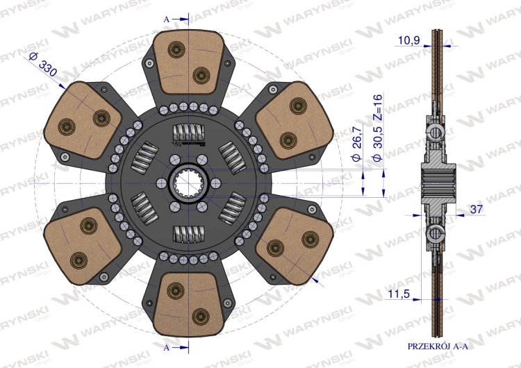 Tarcza sprzęgła ceramiczna Renault 7700061792 WARYŃSKI 3