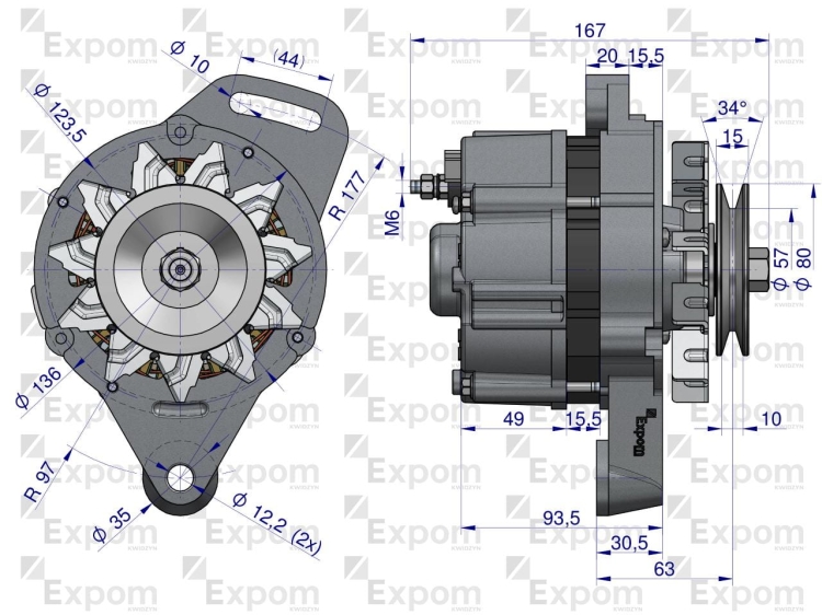 Alternator A124F 14V 44A URSUS 912-1614 MF 235 EXPOM KWIDZYN eu 3