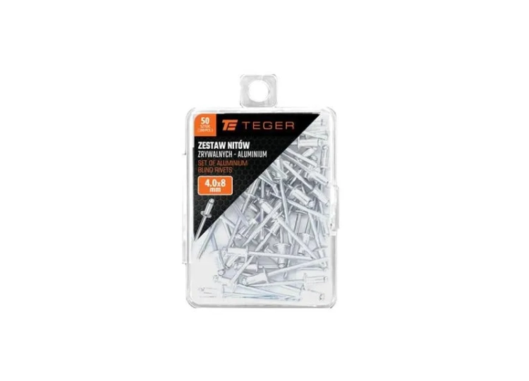 Zestaw nitów zrywalnych aluminiowych (4.0x8mm) / 50 szt / TEGER