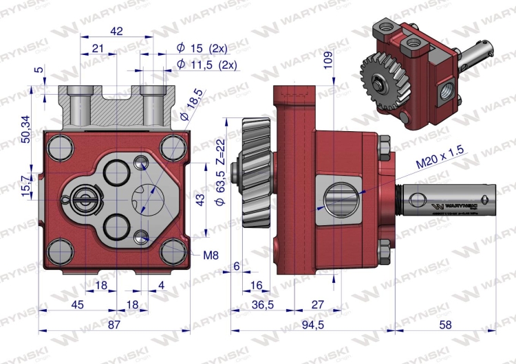 Pompa olejowa silnika do ursusa C-360 z zaworem 466070221 Waryński 3