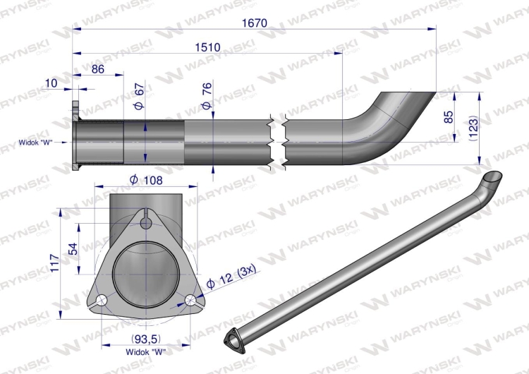 Rura C-385 TURBO ( gięta ) INOX WARYŃSKI  3
