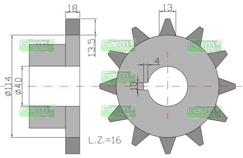 Koło Z-16. 1. fi=40 Rozrzutnik 2