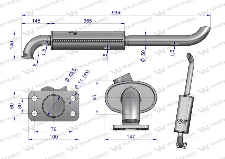 Tłumik T25 INOX WARYŃSKI 3