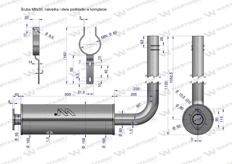 Tłumik Bizon kompletny Z-058 INOX WARYŃSKI 2