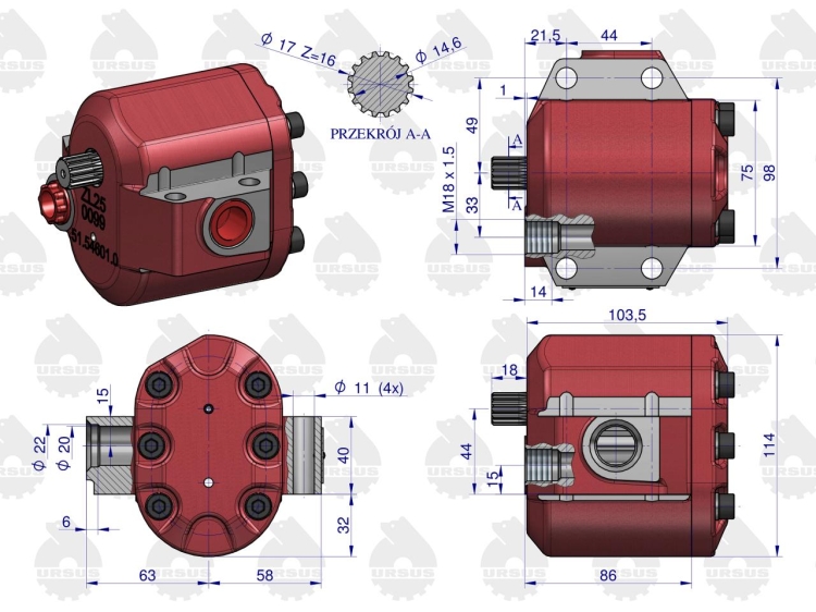 Pompa hydrauliczna podnośnika wzmocniona 36 l/min C-360 ORYGINAŁ URSUS 2
