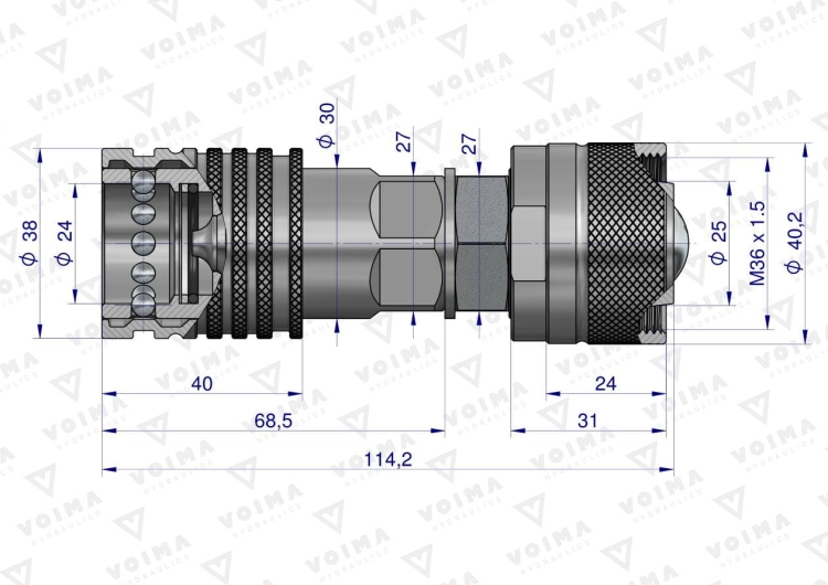 Redukcja ZSR (50493REDUKCJA) wtyczka/gniazdo EURO PUSH-PULL skręcane VOIMA 3