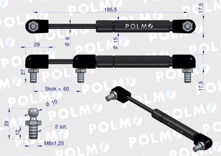 Siłownik dachu 16367958 pasuje do Zetora Proxima Forterra POLMO