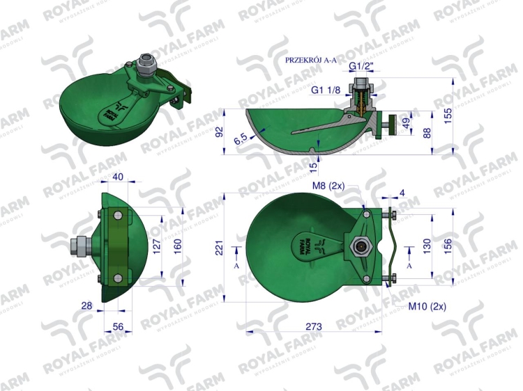 Poidło miskowe dla bydła żeliwne 1.4L ROYAL FARM zamiennik 101 (4)