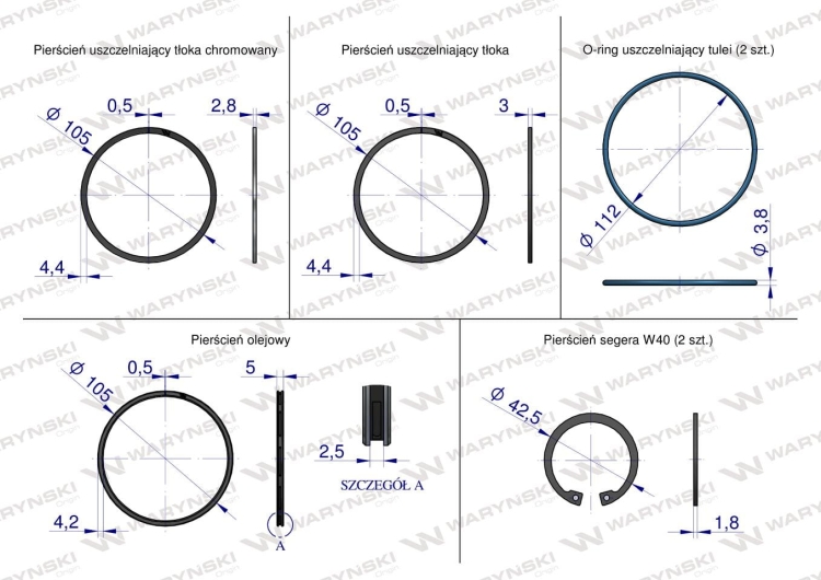 Zestaw Naprawczy Zetor 105 Turbo FI-105 3-pierścienie WARYŃSKI  5