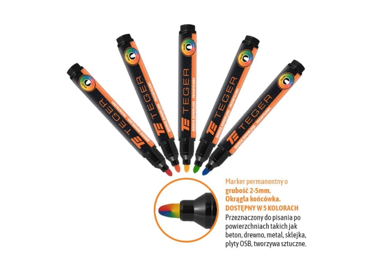 Marker budowlano - przemysłowy - ZESTAW 5 kolorów Teger 3