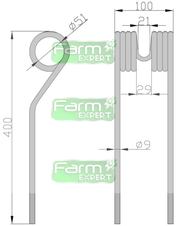 Palec przetrząsarko-zgrabiarka karuzelowa Deutz-Fahr KH500 9/51/105/380 zw4 4