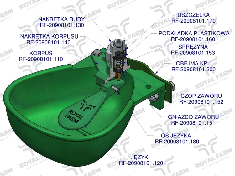 Poidło miskowe dla bydła żeliwne 3L ROYAL FARM zamiennik 106 3
