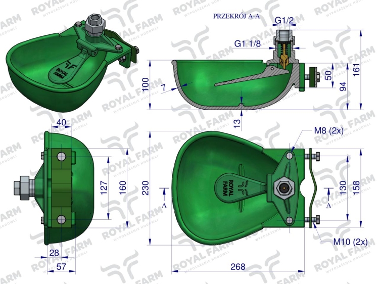 Poidło miskowe dla bydła żeliwne 3L ROYAL FARM zamiennik 106 4