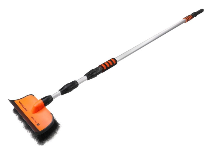 Szczotka teleskopowa - przepływowa ze ściągaczką PROFESSIONAL - LONG (dł. 180-400cm) miękkie włosie PVC TEGER