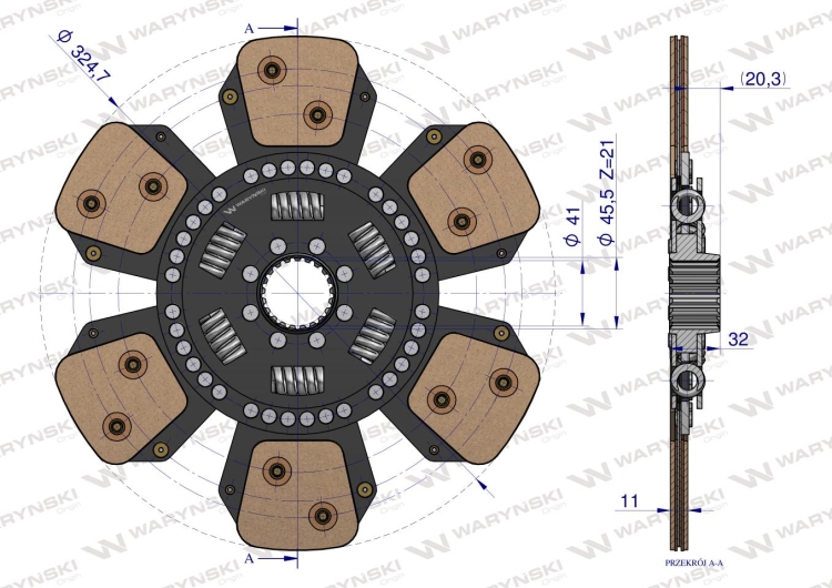 Tarcza sprzęgła ceramiczna Deutz 4401834 WARYŃSKI 3