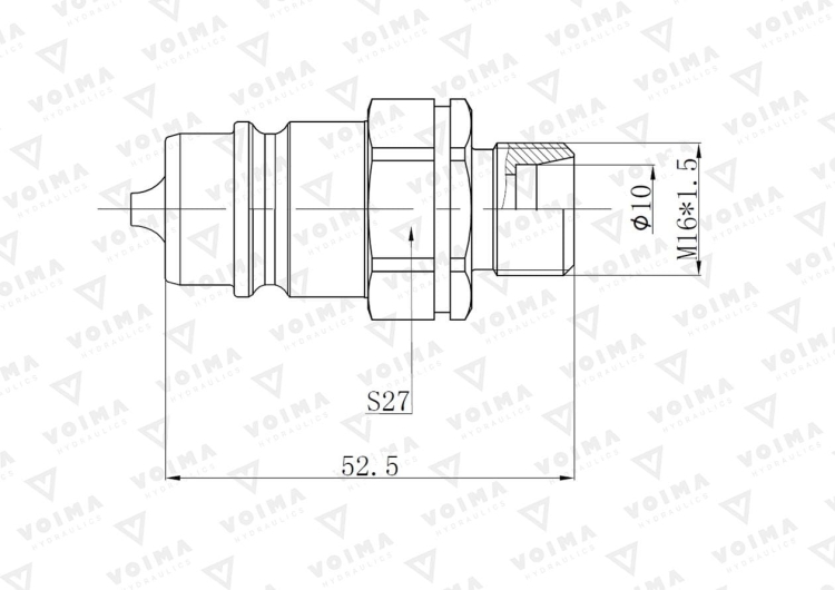 Szybkozłącze hydrauliczne wtyczka EURO M16x1.5 GZ (9100816W) VOIMA 3