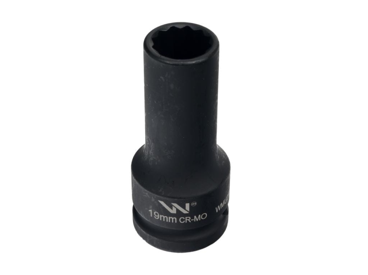Nasadka udarowa 3/4" dwunastokątna ze stali CrMo 19mm bardzo długa D90 SLIM Waryński  2