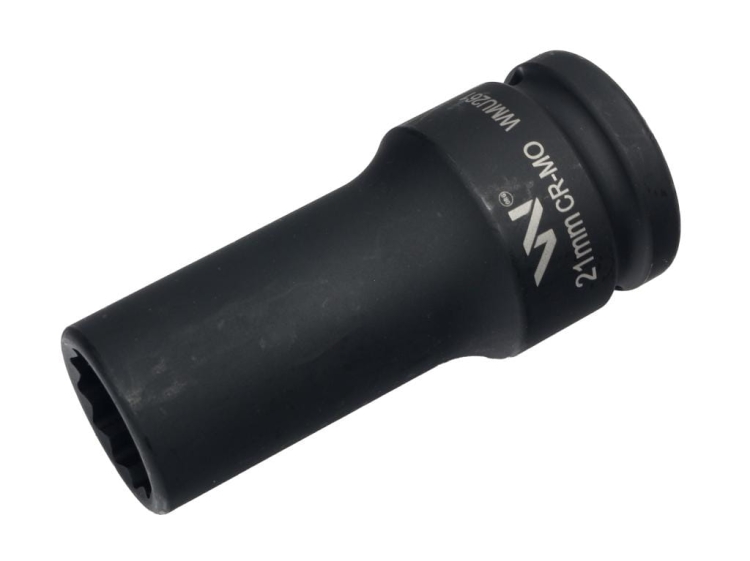 Nasadka udarowa 3/4" dwunastokątna ze stali CrMo 21mm bardzo długa D90 SLIM Waryński