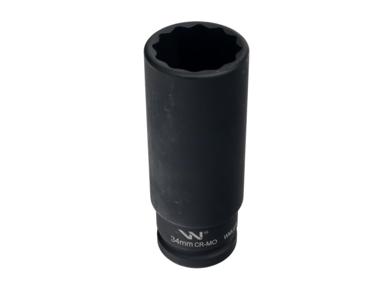 Nasadka udarowa 3/4" dwunastokątna ze stali CrMo 34mm bardzo długa D120 SLIM Waryński 2