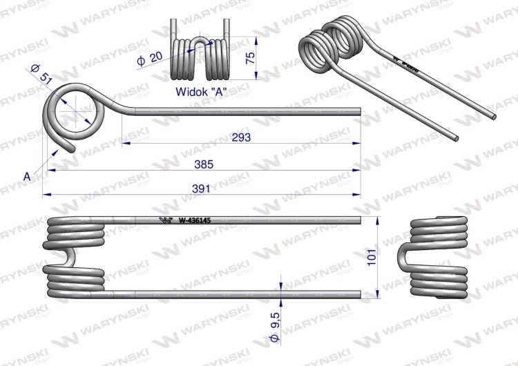 Palec przetrząsaczo-zgrabiarki 436145 Pottinger Waryński 2