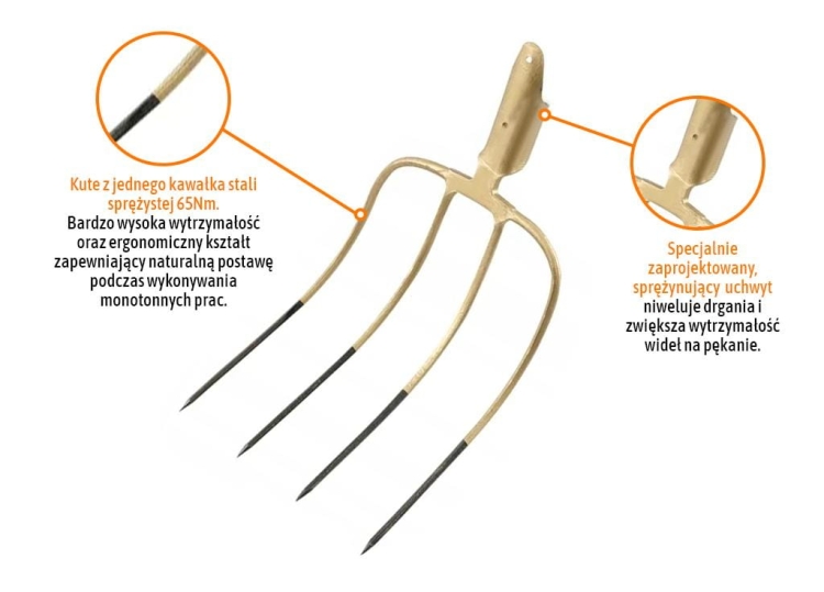 Widły gospodarcze 4-zębne nieoprawne kute Teger 2