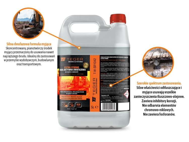 Piana aktywna dwufazowa do ciężkich zabrudzeń - EXTRA STRONG 5l - koncentrat Teger 2