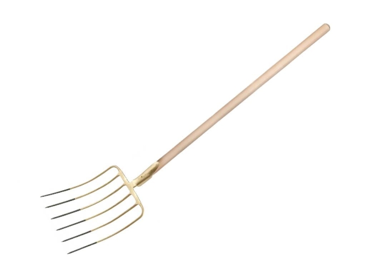 Widły gospodarcze 6-zębne do kiszonki / kukurydzy na drewnianym trzonku (dł. 1580 mm) kute Teger