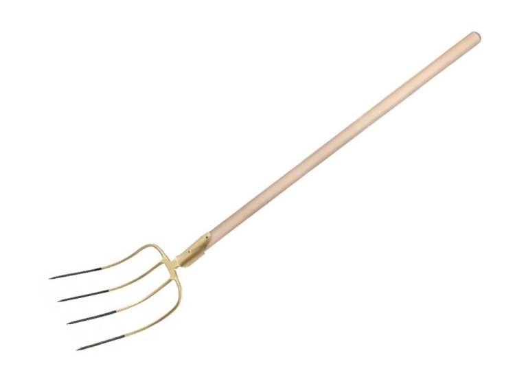 Widły gospodarcze 4-zębne na drewnianym trzonku (dł. 1500 mm) kute Teger