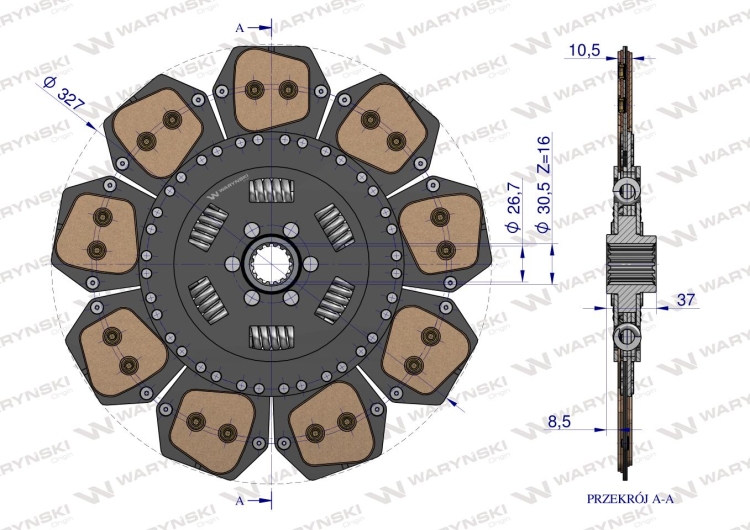 Tarcza sprzęgła ceramiczna Renault 7700061793 WARYŃSKI  3