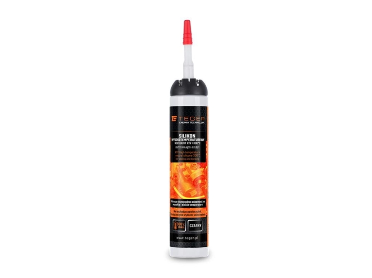 Silikon wysokotemperaturowy neutralny RTV +300°C uszczelniająco-klejący czarny 200 ml Teger
